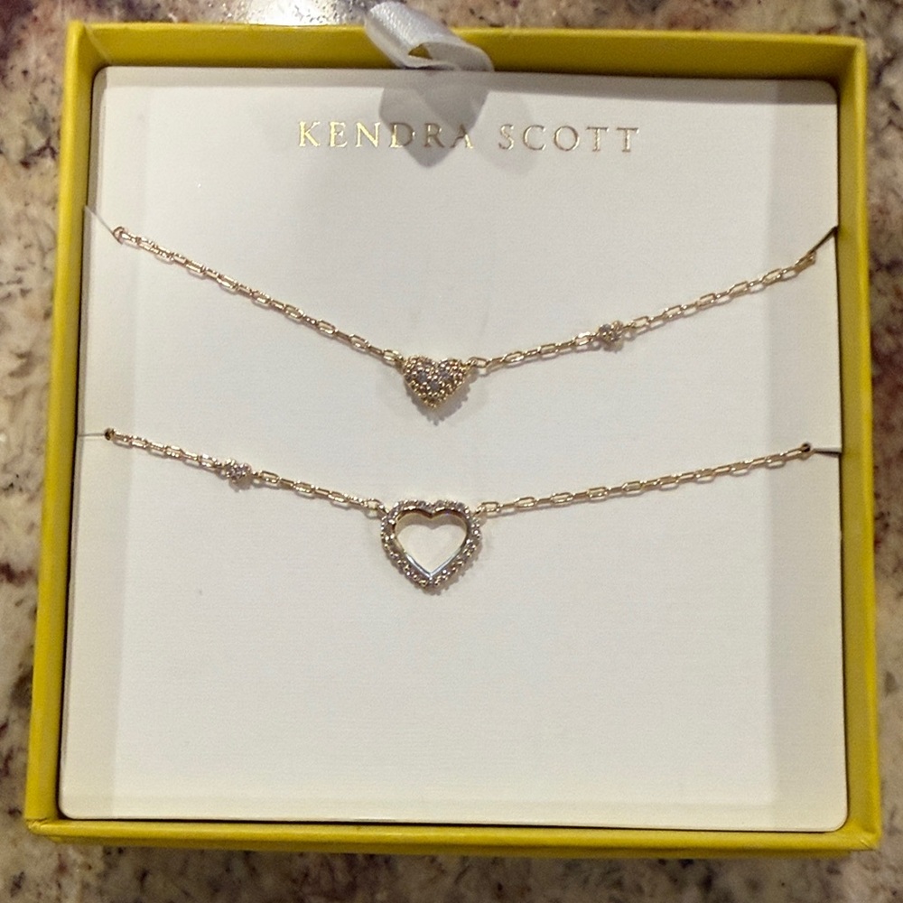 Kendra Scott Gold Heart Necklace Duo
